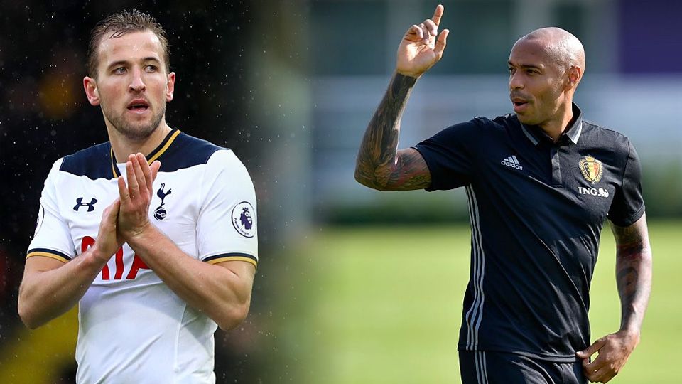 Striker Tottenham Hotspur, Harry Kane, samai rekor legenda Arsenal, Thierry Henry. Copyright: &copy; Indosport/GettyImages